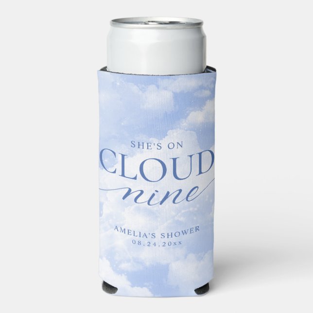 She's On Cloud Nine Blue  Bridal Shower Seltzer Can Cooler (Seltzer Front)