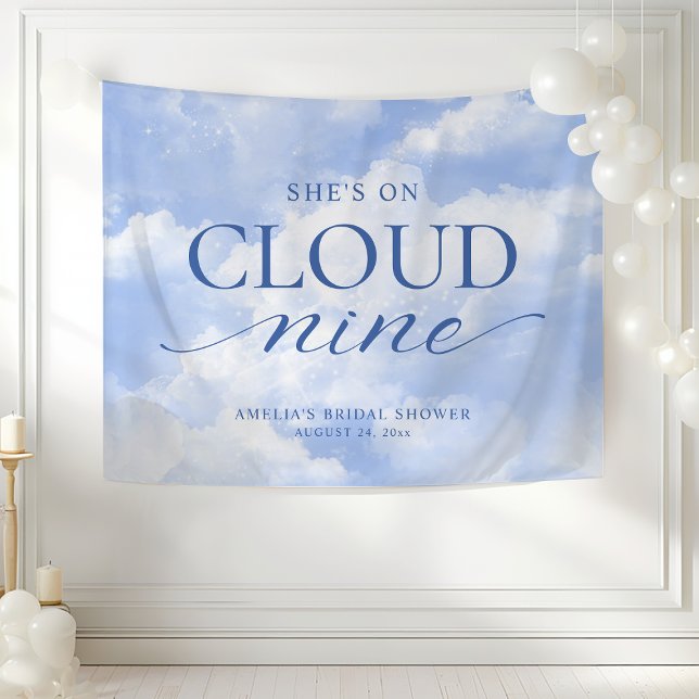 She's On Cloud Nine Blue  Bridal Shower Tapestry (Creator Uploaded)