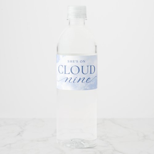 Shes On Cloud Nine Blue  Bridal Shower Water Bottle Label