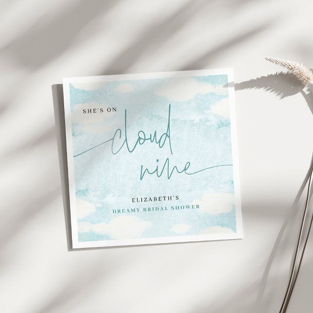 Shes on Cloud Nine Blue White Bridal Shower dreamy Napkins (Creator Uploaded)
