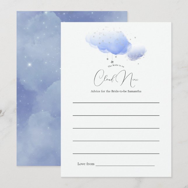 She's on Cloud Nine Bridal Shower Advice Card (Front/Back)