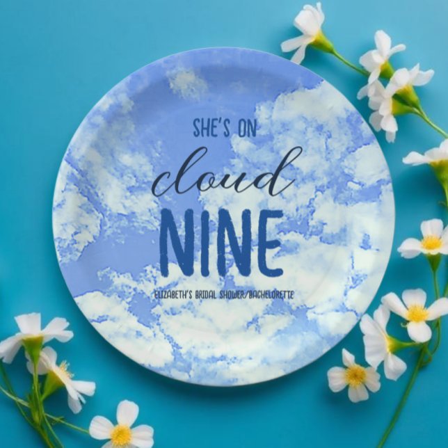 She's On Cloud Nine! Bridal Shower/Bachelorette Paper Plates (Creator Uploaded)