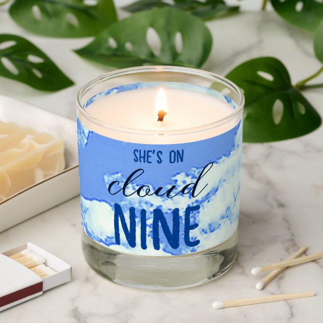 She's On Cloud Nine! Bridal Shower/Bachelorette Scented Candle (Lit)
