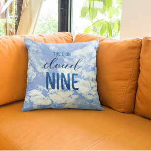She's On Cloud Nine! Bridal Shower/Bachelorette Throw Pillow