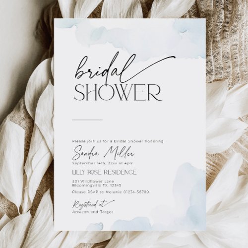 Shes on Cloud Nine Bridal Shower Dusty Blue Invitation