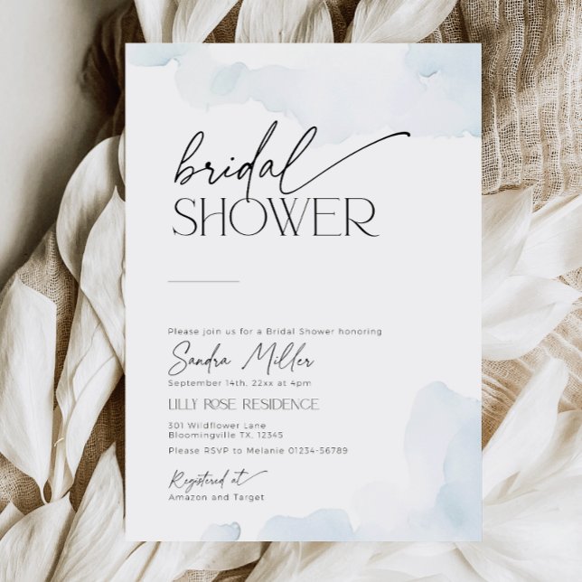 She's on Cloud Nine Bridal Shower Dusty Blue Invitation (Creator Uploaded)