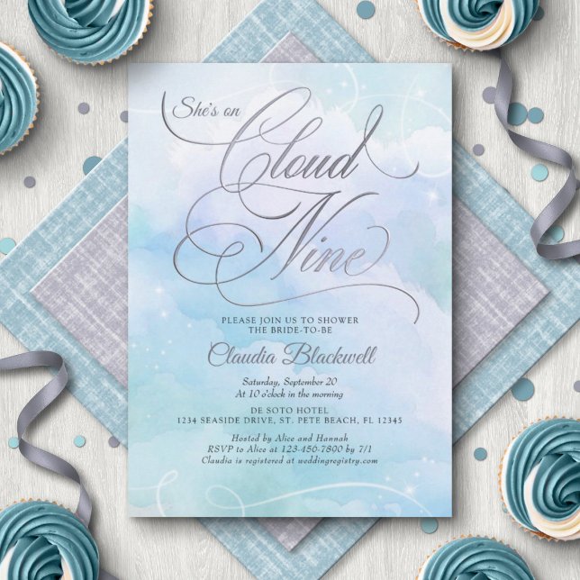 She's On Cloud Nine Bridal Shower Invitation (Creator Uploaded)