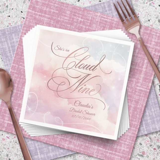 She's On Cloud Nine Bridal Shower Napkins (Creator Uploaded)