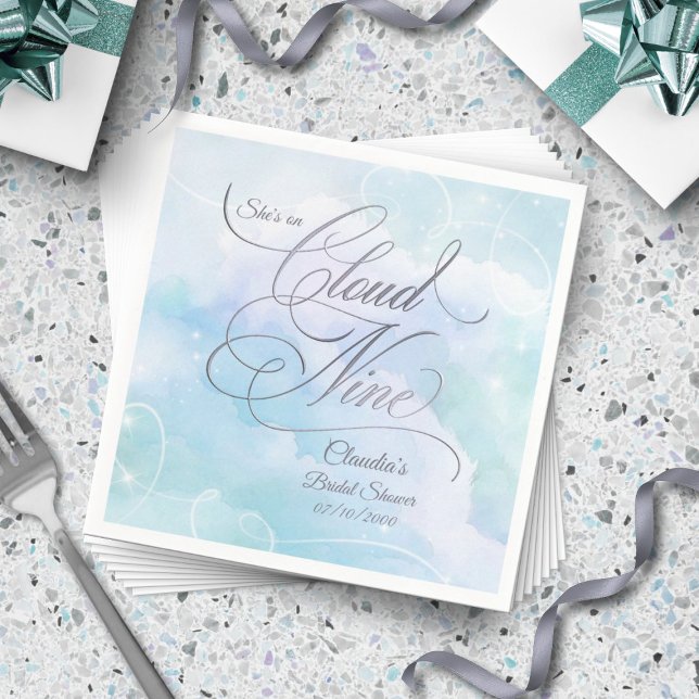 She's On Cloud Nine Bridal Shower Napkins (Creator Uploaded)