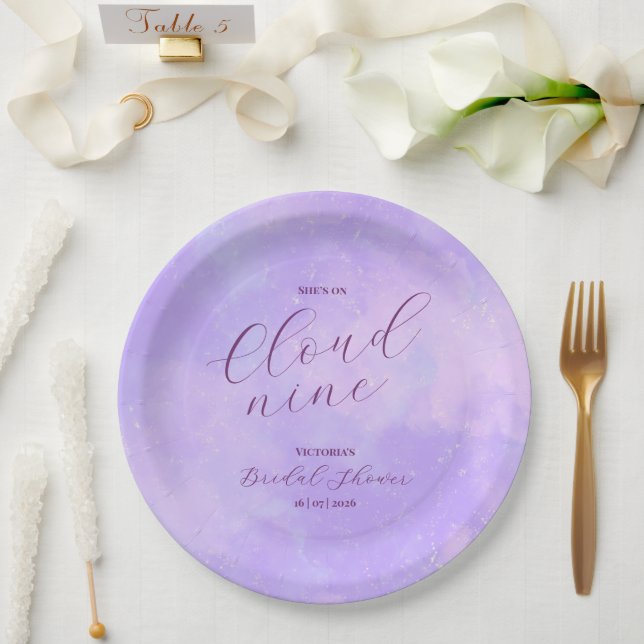 She's on Cloud Nine Bridal Shower  Paper Plates (Wedding)