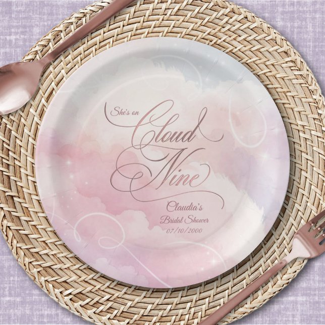 She's On Cloud Nine Bridal Shower Paper Plates (Creator Uploaded)