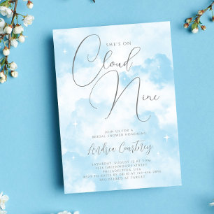 She's on Cloud Nine Dreamy Blue Bridal Shower Invitation