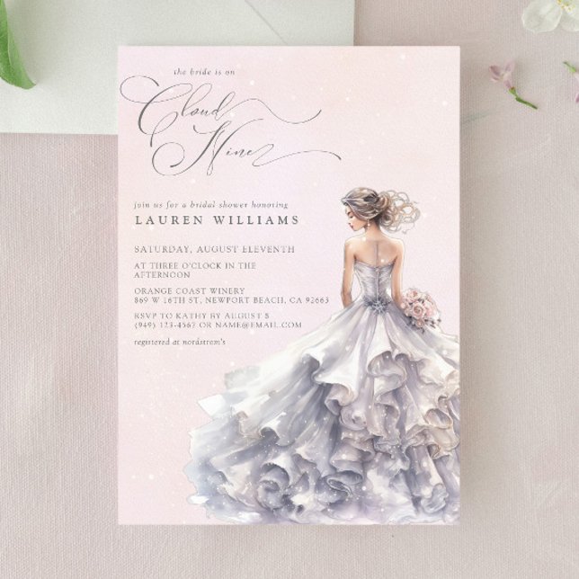 She's On Cloud Nine Dreamy Pastel Bridal Shower Invitation (Join us on Cloud Nine for her dreamy bridal shower!)
