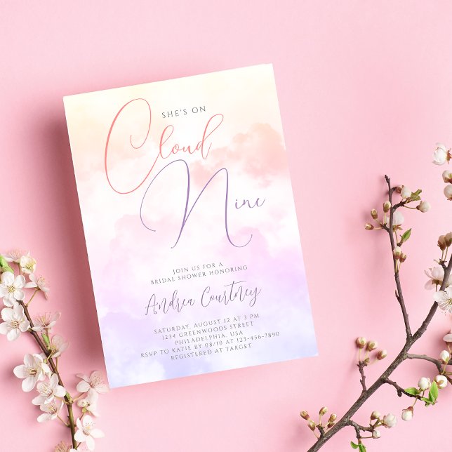 She's On Cloud Nine Dreamy Pastel Bridal Shower Invitation (Creator Uploaded)