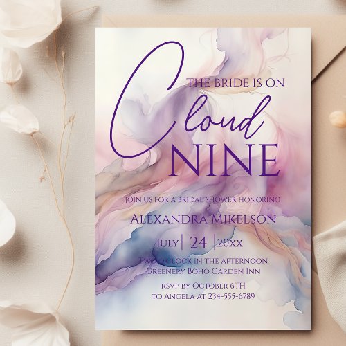 Shes On Cloud Nine Dreamy Pastel Bridal Shower Invitation