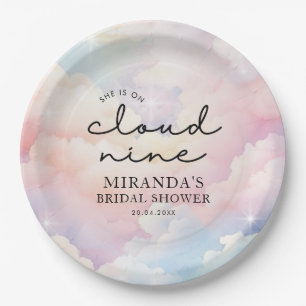 She's On Cloud Nine Dreamy Stars Bridal Shower Paper Plates