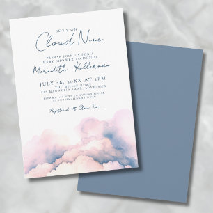 She's On Cloud Nine Elegant Baby Shower Invitation