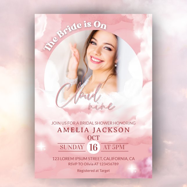 She's on cloud nine Elegant Bridal Shower Dreamy Invitation (Creator Uploaded)