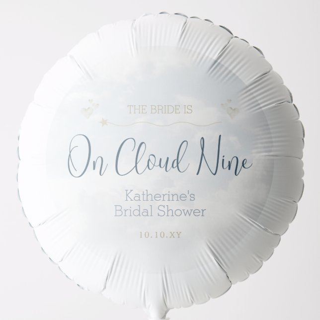 She's On Cloud Nine Elegant Bridal Shower Party Balloon (Front)