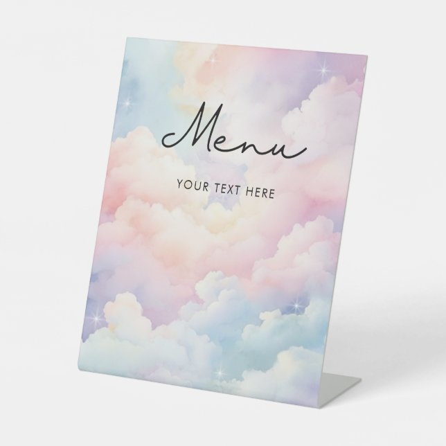 Shes On Cloud Nine Menu Bridal Shower Pedestal Sign (Front)