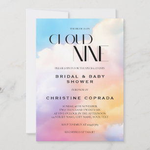 She's On Cloud Nine Pastel Bridal and Baby Shower Invitation