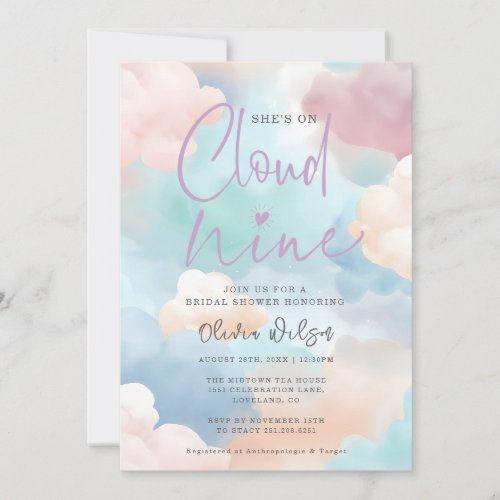 Shes On Cloud Nine Pastel Colors Bridal Shower Invitation