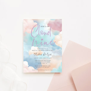 She's On Cloud Nine Pastel Colors Bridal Shower Invitation