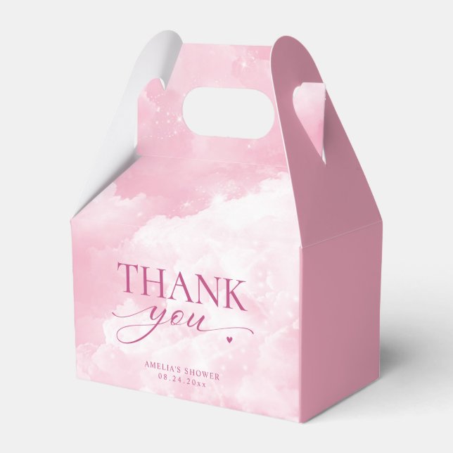 She's On Cloud Nine Pink Bridal Shower Favor Boxes (Front Side)