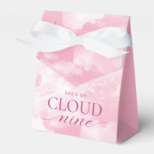 She's On Cloud Nine Pink Bridal Shower Favor Boxes (Front Side)