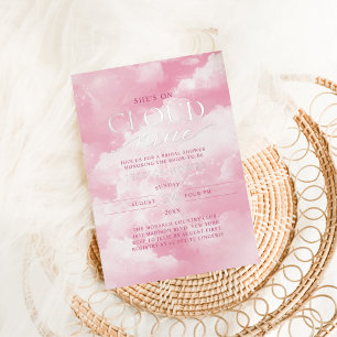 She's On Cloud Nine Pink Bridal Shower Foil Invitation