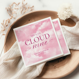 She's On Cloud Nine Pink Bridal Shower Napkins