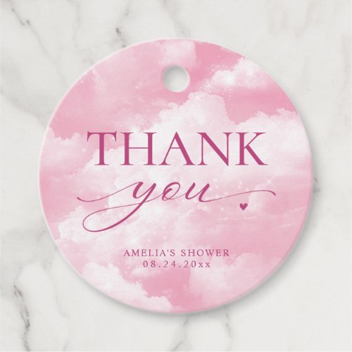 Shes On Cloud Nine Pink Thank You Favor Tags