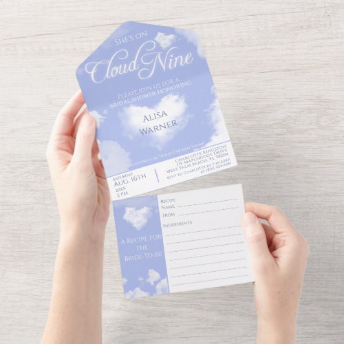 Shes on Cloud Nine Recipe_Card Bridal Shower  All In One Invitation