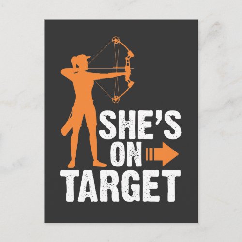 Shes on Target _ Archer Arrow Archery Women Girl Postcard