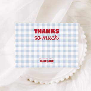 She's Our Cherry On Top Blue Gingham Birthday Thank You Card