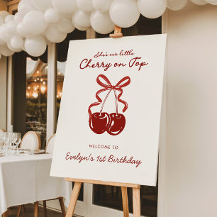 She's Our Little Cherry On Top Girls 1st Birthday Foam Board