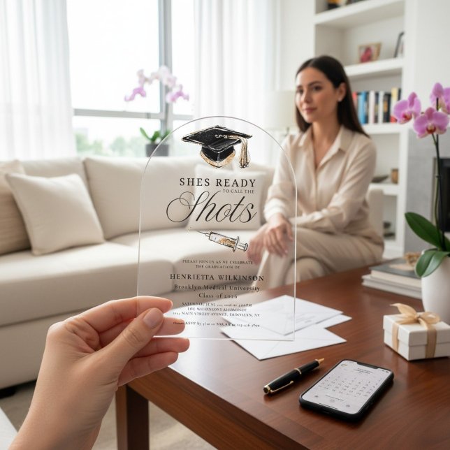 She's Ready To Call The Shots Graduation Acrylic  Invitations (Creator Uploaded)