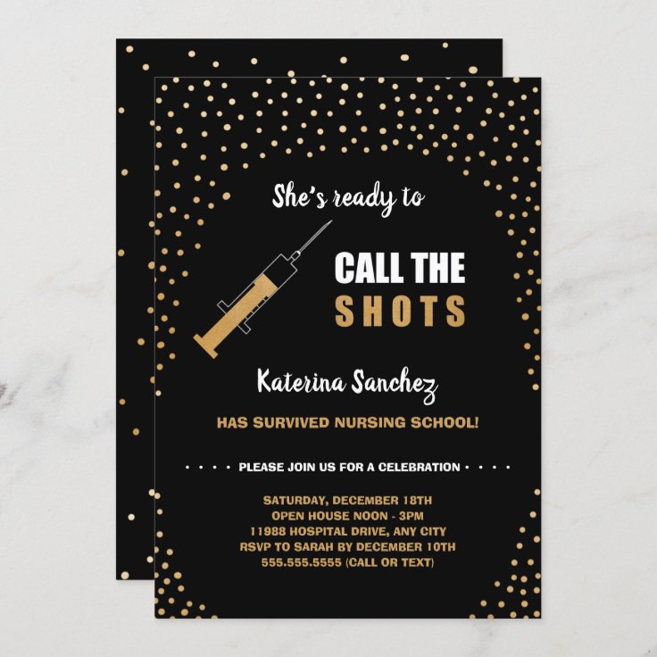 She's Ready to Call the Shots nursing school Invitation Zazzle