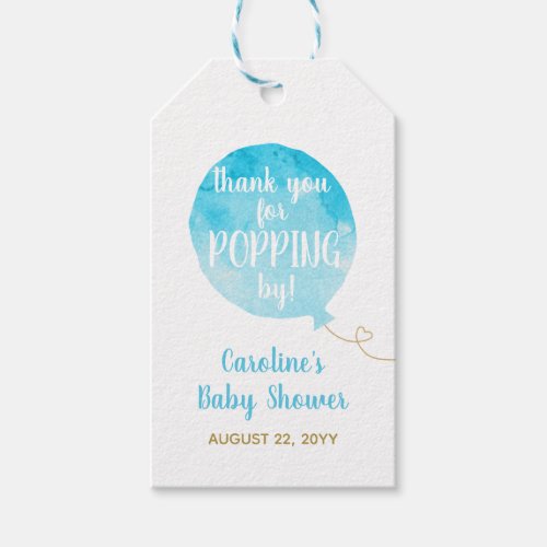 Shes Ready to Pop Baby Boy Shower Blue Gift Tags