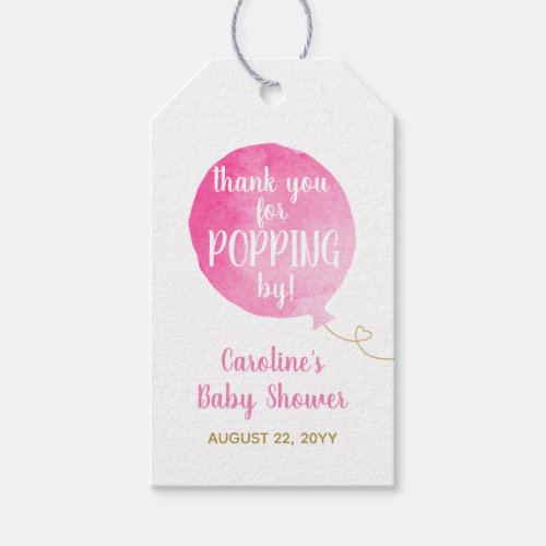 Shes Ready to Pop Baby Boy Shower Pink Gift Tags