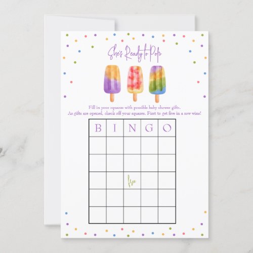 Shes Ready to Pop Baby Shower BINGO game Invitation