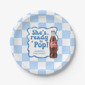 She's Ready to Pop Baby Shower Blue Plates