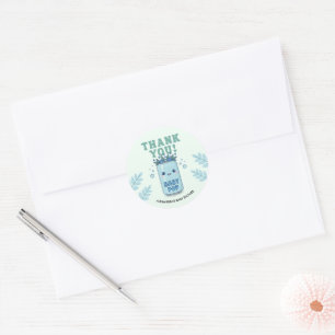 She's Ready to Pop Baby Shower Blue Soda Thank you Classic Round Sticker