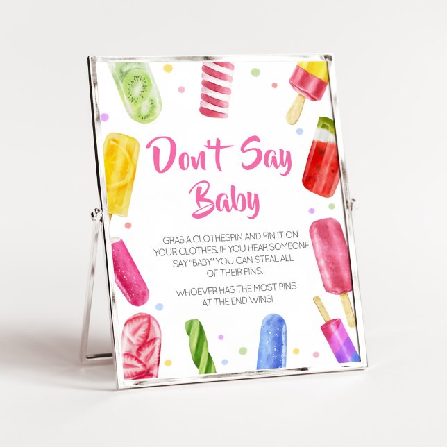 She's Ready to Pop Baby Shower Don't Say Baby Poster (Popsicle Baby Shower Don't Say Baby Sign)