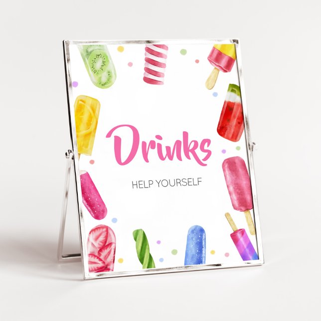 She's Ready to Pop Baby Shower Drinks Poster (Popsicle Baby Shower Drinks Sign)