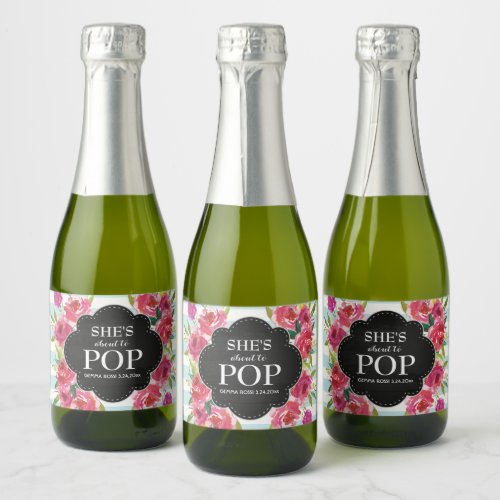 Shes Ready to POP Baby Shower Favor Sparkling Wine Label
