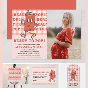 She's Ready to Pop Baby Shower Gingham Photo Invitation