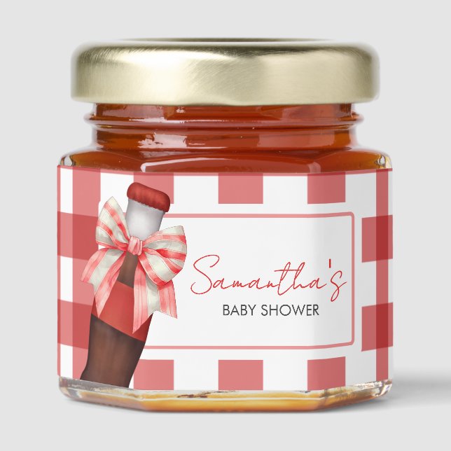 She's Ready to Pop Baby Shower Honey Jar Favors (Front)