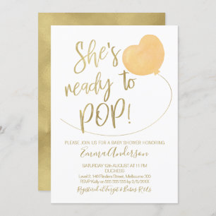 She's Ready To Pop Baby Shower Invitation