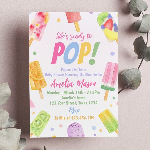 Shes Ready To Pop Baby Shower Invitation Popsicle